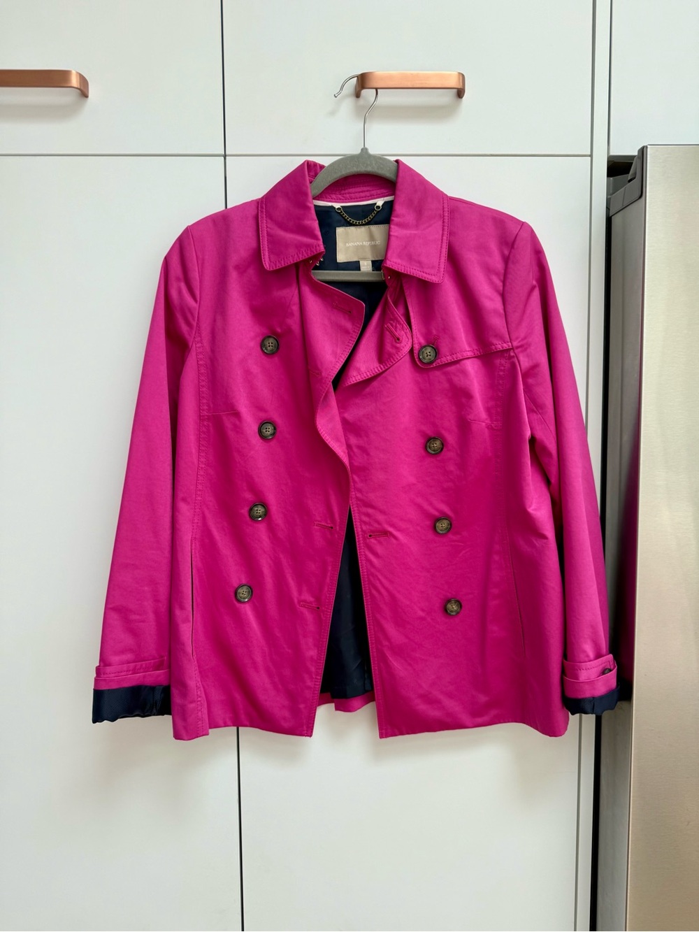 Banana Republic Double-Breasted Fuchsia Pea Coat
